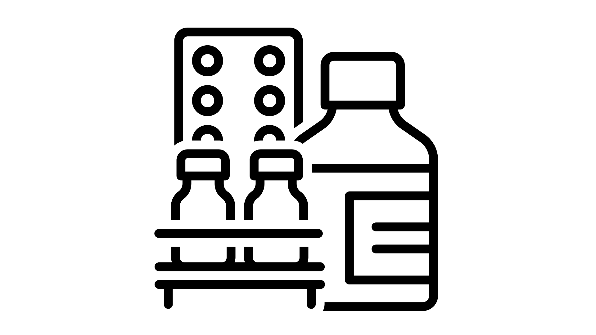 black and white icon symbolizing pharmaceutical Company